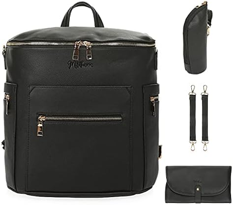 раница-чанта за памперси motheric Soho от черна веганской кожа за деца, голяма дизайнерска утепленная чанта за памперси - детски пътни чанти за момичета и момчета - стоки ?