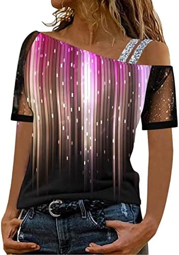 Дамска Блуза-Риза с къс ръкав Есен-Лято 2023, Памук Графичен Топ с Открити Рамене TK TK