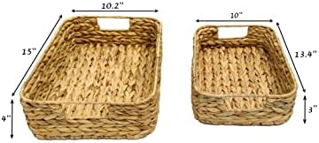 Кошница от ракита Mobyli Правоъгълен воден зюмбюл, с монтирани дръжки (комплект от 2-х) - Използвайте го, за миене, тоалетни, кухня, хол, журнального масичка и декорации