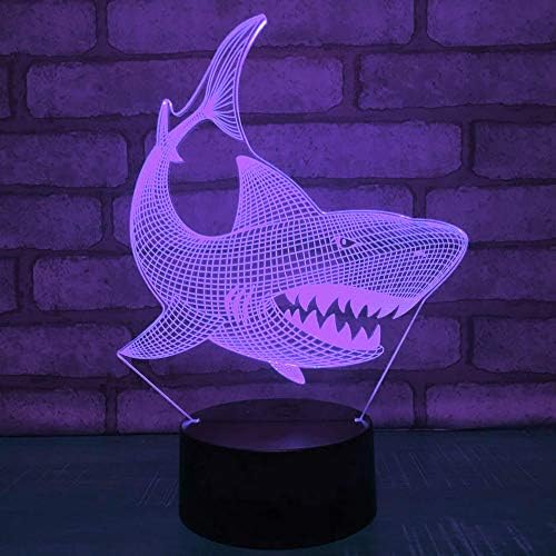 Jinnwell 3D Акула Риба Домашни лека нощ Лампа Илюзия Led 7 цвята което променя Сензорен Прекъсвач Тенис на Маса,