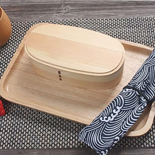 Преносим Композитен Дървен Контейнер за храна Bento Box с Двоен Дървен Цвят за приготвяне на Обяд в Училищния