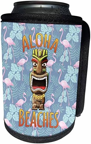 3 Начертайте забавно гавайское тики, плажове Алоха, в розово. - Опаковки за бутилки-охладители (cc_350681_1)