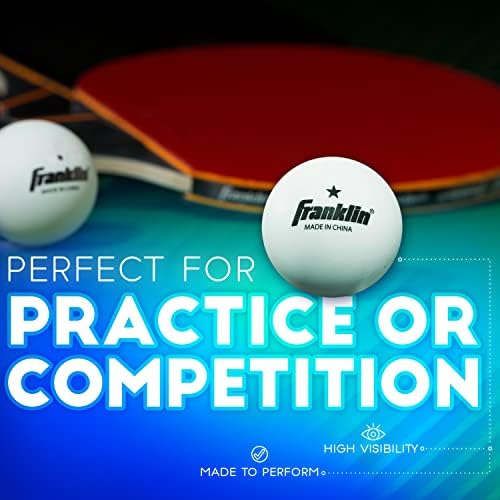 Топки за пинг-понг Franklin Sports - Официален размер + тегло, Бели топки за тенис на маса 40 мм - Професионални