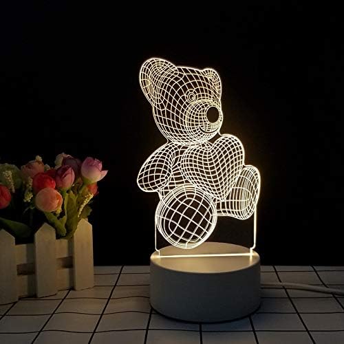 Led лампа за Спални, сладък Мечка, държи Сърцето, Нестандартен, креативен подарък, за защита на очите, 3D лека