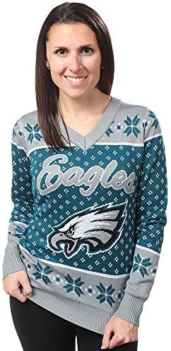 Женски празничен Пуловер FOCO NFL Philadelphia Eagles Snowflakes
