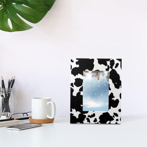 TropicalLife Арт Рамка на картина с изображение на Крава 4x6, Дървени Рамки за картини за десктоп на дисплея,
