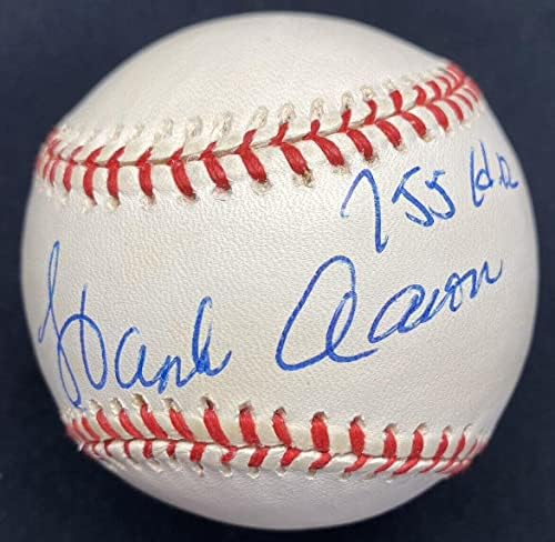 Ханк Аарон 755 HR Подписа Бейзболен JSA - Бейзболни топки с Автографи