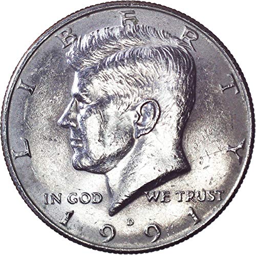1991 D Кенеди Полдоллара 50 цента На Около необращенном формата на