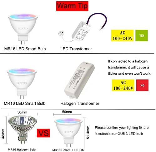Умни лампи LEDEPLY Zigbee MR16, съвместими с ху * e *, Alexa, Google и ConBee (изисква hub), 5 W, led лампа