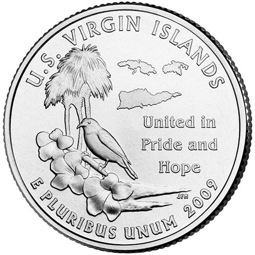 Сребърен пруф 2009 г. на Територията на Вирджински Острови на САЩ Quarter Choice Необращенный Монетен двор на