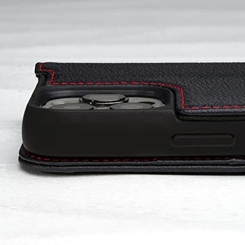 Кожен калъф TORRO, съвместим с iPhone 14 Pro Max – Чанта-портфейл от естествена кожа с държач за карти и функция