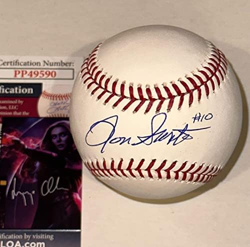 РОН САНТО (Къбс) е Подписал Официален бейзболен мач MLB с JSA COA & 10 Incrp - Бейзболни топки с автографи