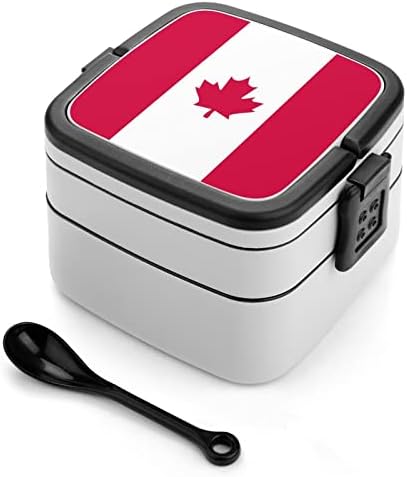 Двуслойни Контейнери за храна Bento Box с Канадски Флага, Лаптоп за Офис работа, с Дръжка