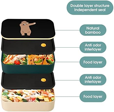 Dabbing Смешни Bear Двупластова Кутия за Обяд Bento с Набор от ястия Штабелируемый Контейнер за Обяд включва