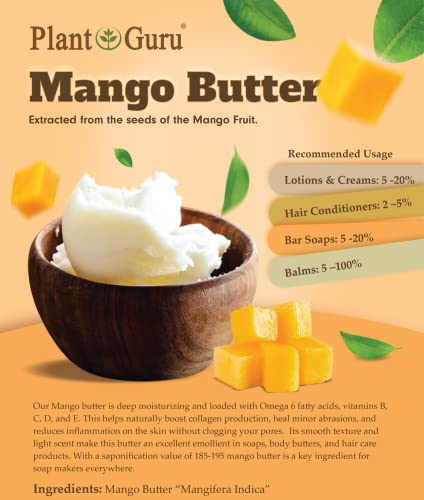 Сурово масло от манго 8 унция. Шоколад - Чист натурален нерафинированный - чудесно за растежа на кожата