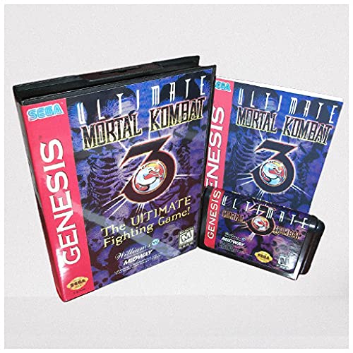 Aditi Mortal Kombat 3-Корица на Ultimate Fighting US с кутия и ръководството за игралната конзола Sega Megadrive