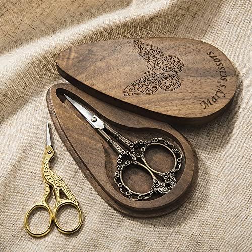 Ножици Roseinside на поръчка в европейски стил /в стил Щъркел с Гравиран в дървена кутия-Реколта Ножици За художествена