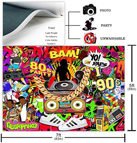 Фон за парти в стил хип-хоп Avezano Връщане към темата Аз обичам 80-те 90-те, Фонове за Фотобудки с графити на стената, за възрастни, Украса за парти по случай рожден Ден, Ди
