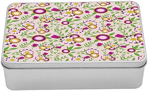 Лидице Кутия с цветя модел Ambesonne, Пастелни Цветове, Пъпки Маргаритки, Пролетното Възраждане, Девчачий Карикатура,