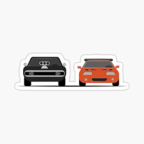 Dodge Charger СРЕЩУ Supra - Стикер на бързи и яростни - Графична стикер - Стикер за автомобил, Стена, лаптоп,