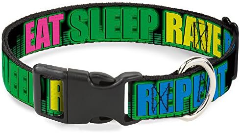 Нашийник с пластмасов клипс - EAT Sleep Rave Repeat Black Multi Neon - Широк-Средно 16-23