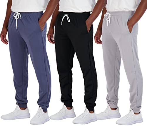 3 Опаковка: Мъжки спортни панталони за отдих от френски бадем хавлиени отвътре с джобове за бягане (предлагат