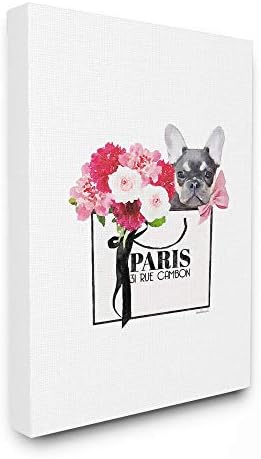 Модната Марка чанта Stupell Industries с цветя и куче Glam Пет, Акварел дизайн, Дизайн на Аманда Грийнуд, Стенно