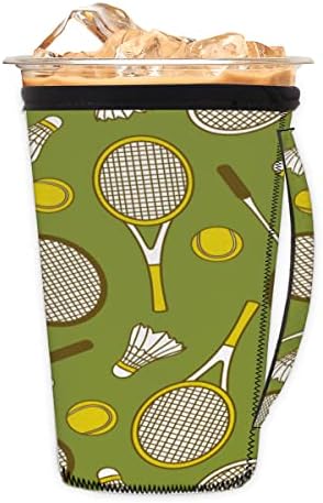 Тенис Ракета Зелен многократна употреба Кафе ръкав с лед с дръжка от Неопрен За Напитки, кафе лате, Чай, Напитки,