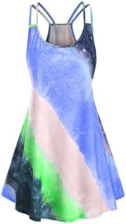 Една модерна женствена рокля без ръкави с равен брой гласове-боя, преливащи дневни женствена рокля с принтом