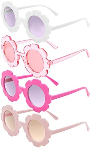 AYQWE Кръгли Слънчеви очила във формата на Цвете, 4 Чифта Прекрасни Детски Слънчеви очила за Аксесоари за детски