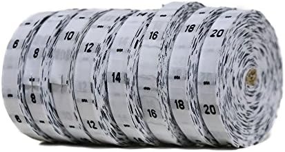3840 Етикети размер дрехи от бял плат № 6, 8, 10, 12,14,16,18 и 20 (от 480 на етикети на всеки)