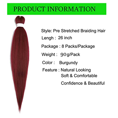 Предварително Опъната Плетена Коса За удължаване 26 инча 8 опаковки Професионални Опашка За коса е Мека Директен