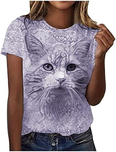 Тениска за Момичета, Есента и Летни Дрехи с Къс Ръкав, Модни Памучен Блуза с Кръгло Деколте и Графичен Дизайн
