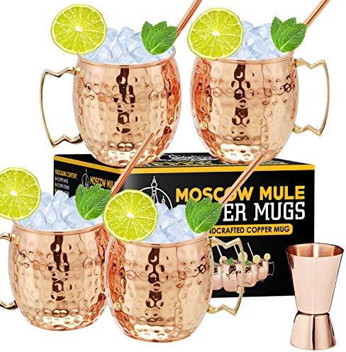 Медни чаши Gold Armour Moscow Mule - Комплект от 4- Медни чаши, ръчно изработени, ръчно изработени, Подаръчен