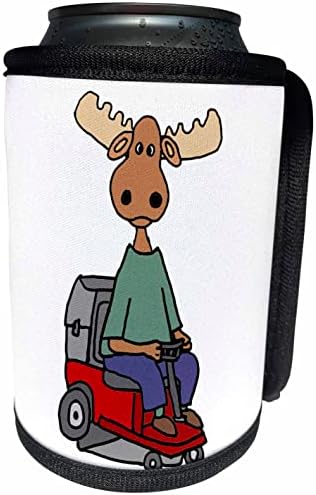 3dRose Забавен Сладък Лосове на Газонокосилке за езда с Анимационни модел - Опаковки за бутилки-охладител (cc-362133-1)