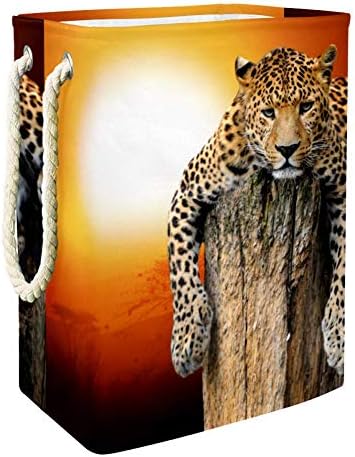 Домашен Леопард, който Седи На Дървото 300D Оксфорд PVC, Водоустойчив Кошница за Дрехи, Голяма Кошница за Дрехи,
