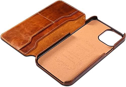 Wtukmo за iPhone 14 Pro 6,1-инчов Чанта-портфейл, чанта за Носене-за награда от естествена Кожа с панти капак,