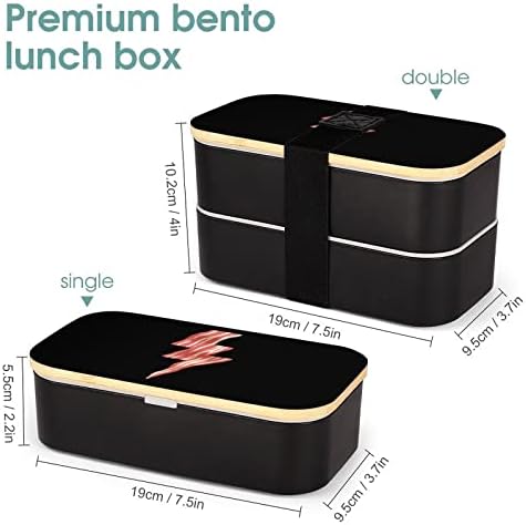 Двуслойни Обяд-бокс за Bento Powered by Bacon Thunder с Набор от ястия, Штабелируемый Обяд-Бокс включва 2 Контейнера