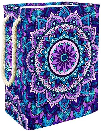 Кошница за дрехи TIZORAX Мандала PurpleLarge (Различни цветове), Водоустойчив Квадратна Сгъваема Кошница за