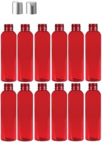 Кръгли бутилки Cosmo по 4 грама, Празни от PET пластмаса за Еднократна употреба, които не съдържат BPA, с матово-сребрист цвят прижимными капачки (опаковка от 12 броя) (бял)