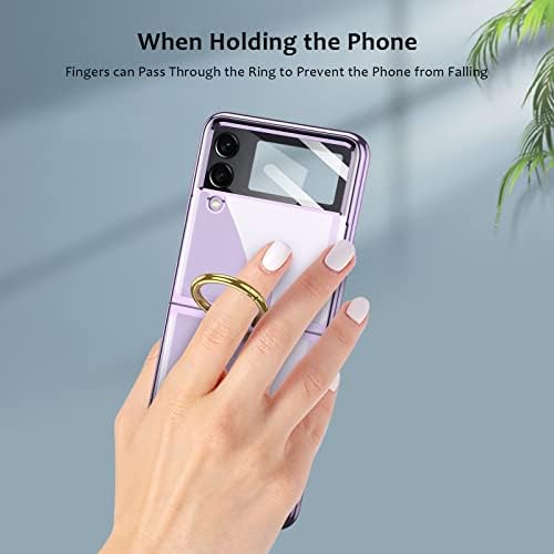 DOOTOO за Samsung Galaxy Z Флип 4 Калъф с пръстен Луксозно Прозрачно покритие от КОМПЮТЪР с Кристали, Защита