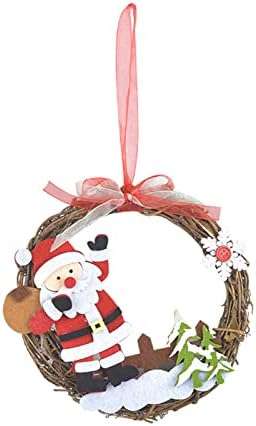 Коледна Украса XIOS Коледна Серия Окачване от Ратан Коледен Кръг Окачване от Ратан Венец за вратата на килера
