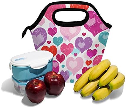 Чанта за Обяд Vipsk, Розова Кутия за Обяд с Цветно Сърце, Водоустойчив Калъф за Носене за Пикник на Открито,