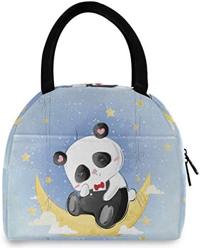 Случайна чанта за обяд Жена - Сладка Панда Moon Star Големи Запечатани Кутии за Обяд с плечевыми ремъци за работа
