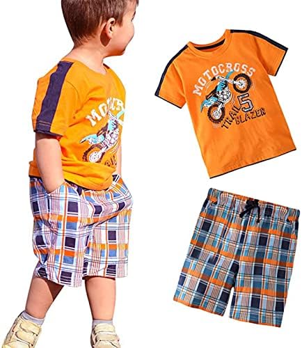 JKJM / Комплекти дрехи за малки момчета, Тениска и Шорти, Летни Дрехи за най-Малките деца от 2 до 7 години