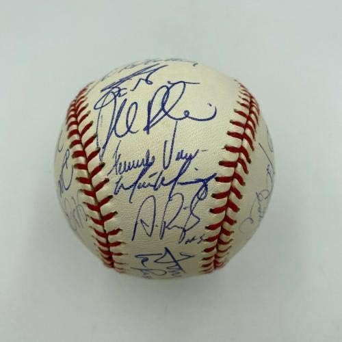 Алберт Пухоль Нов Сезон 2001 Отборът на Сейнт Луис Кардиналс Подписа бейзболен договор JSA - Бейзболни топки