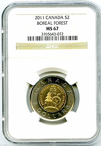 2011 Канадски Туни за 2 долара Бореальный гора NGC MS67 Монета от Висок клас с най-голямо население