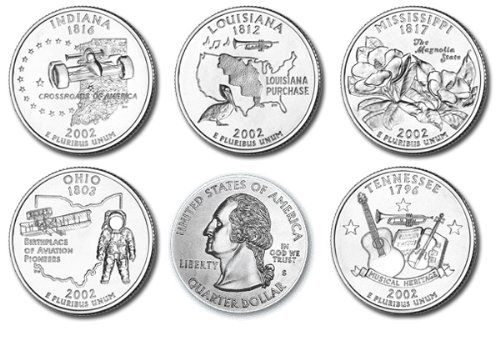 Пълен набор от 5 монети 2002-D State Quarter Set
