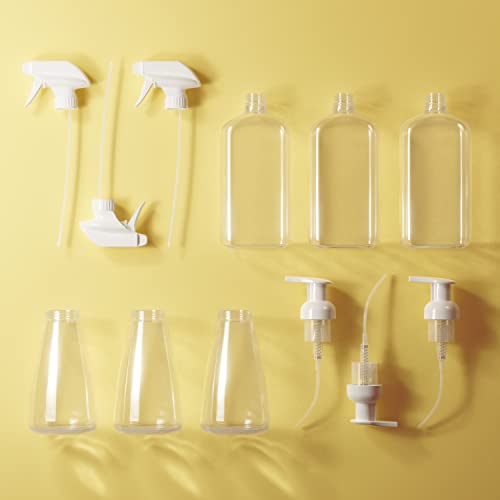 Комплект за многократна употреба на опаковки Clean Revolution | Пластмасови флакони със спрей Спусък + Флакона