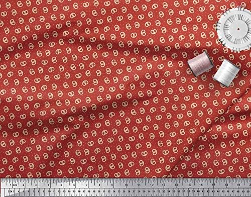 Памучен трикотажная плат Soimoi с щампи на точки и крендельками на хранителната тъкан ширина 58 см